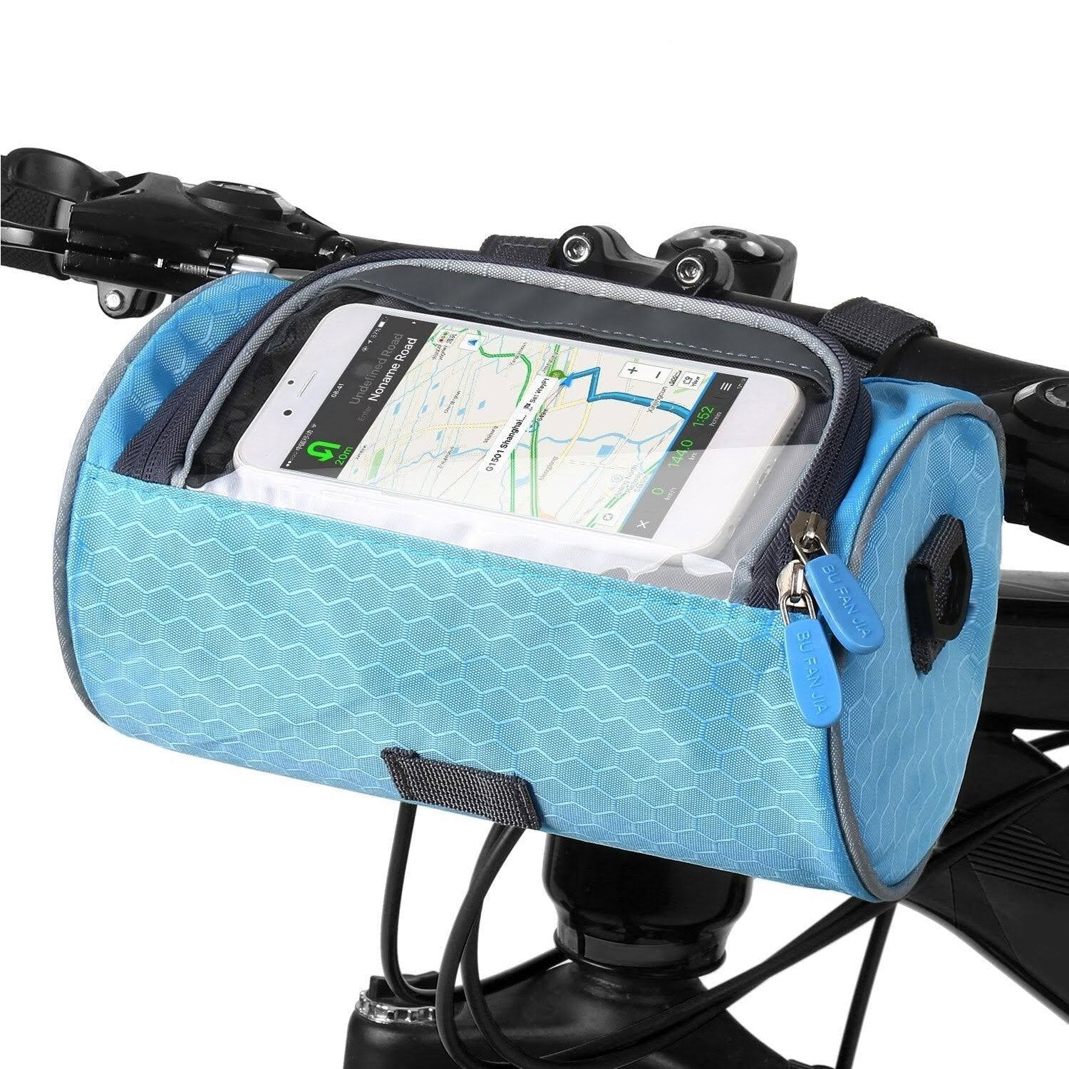 Waterproof Bike Bag – Black, with a phone window for mounting on the handlebars during bike rides