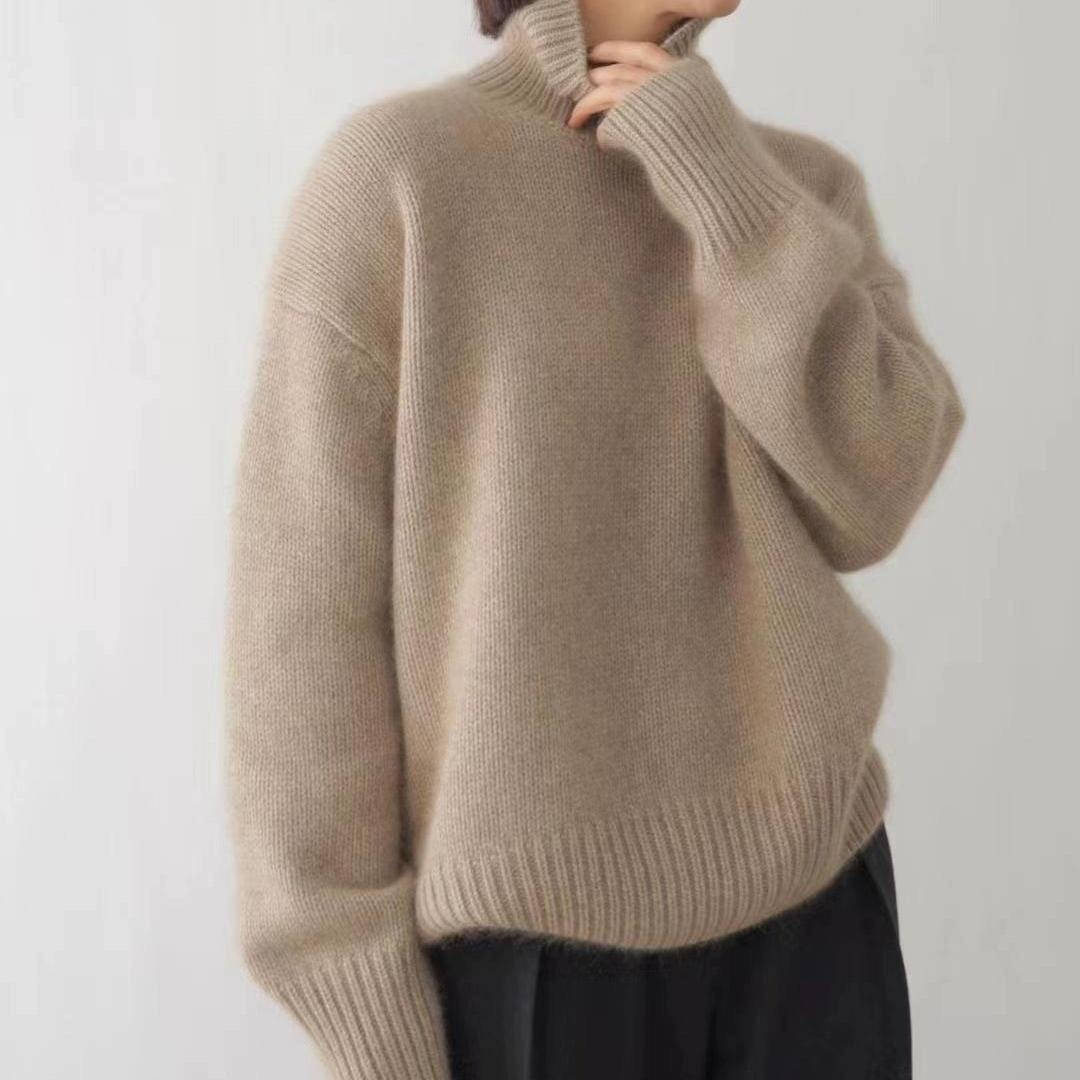 Pull Col Roulé Femme en Cachemire Coupe Ample