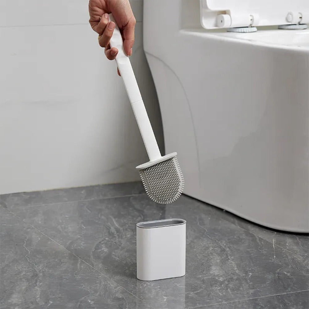 Brosse de toilette en silicone – Antibactérienne, design flexible pour un nettoyage efficace et support mural gain de place
