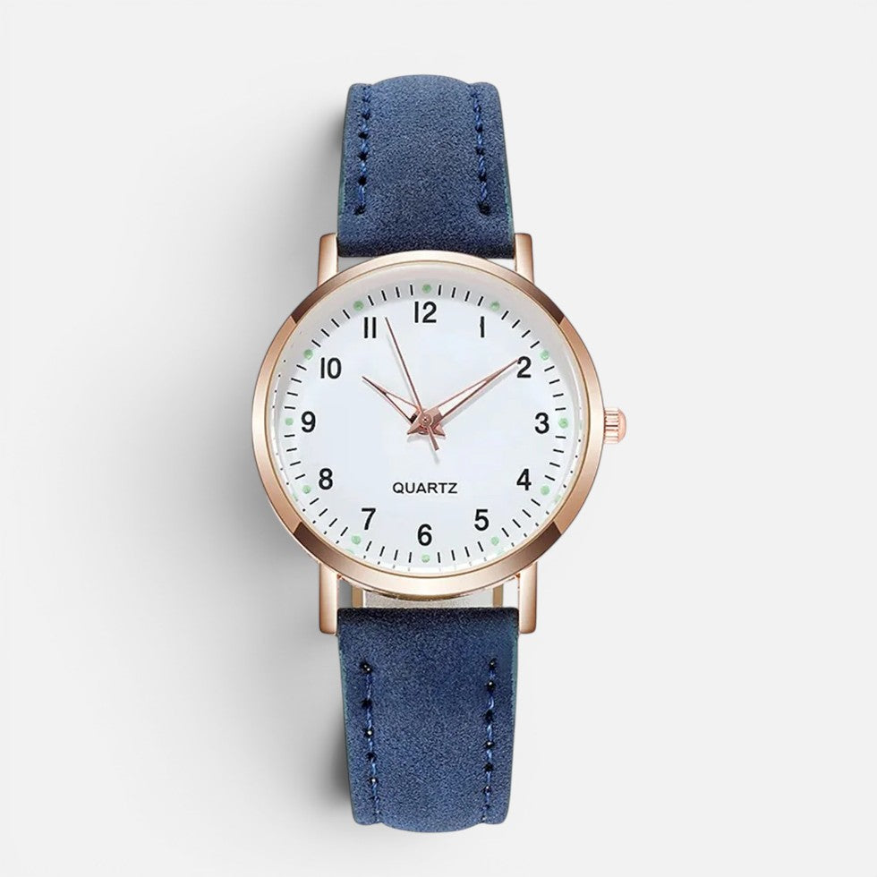 Montre Quartz Femme Bracelet Effet Cuir