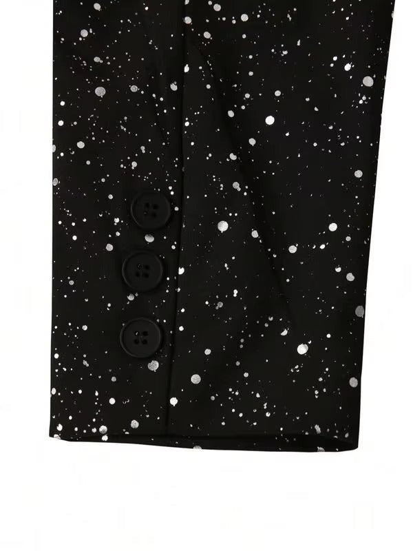 Costume Pailleté Homme Veste et Pantalon Noir