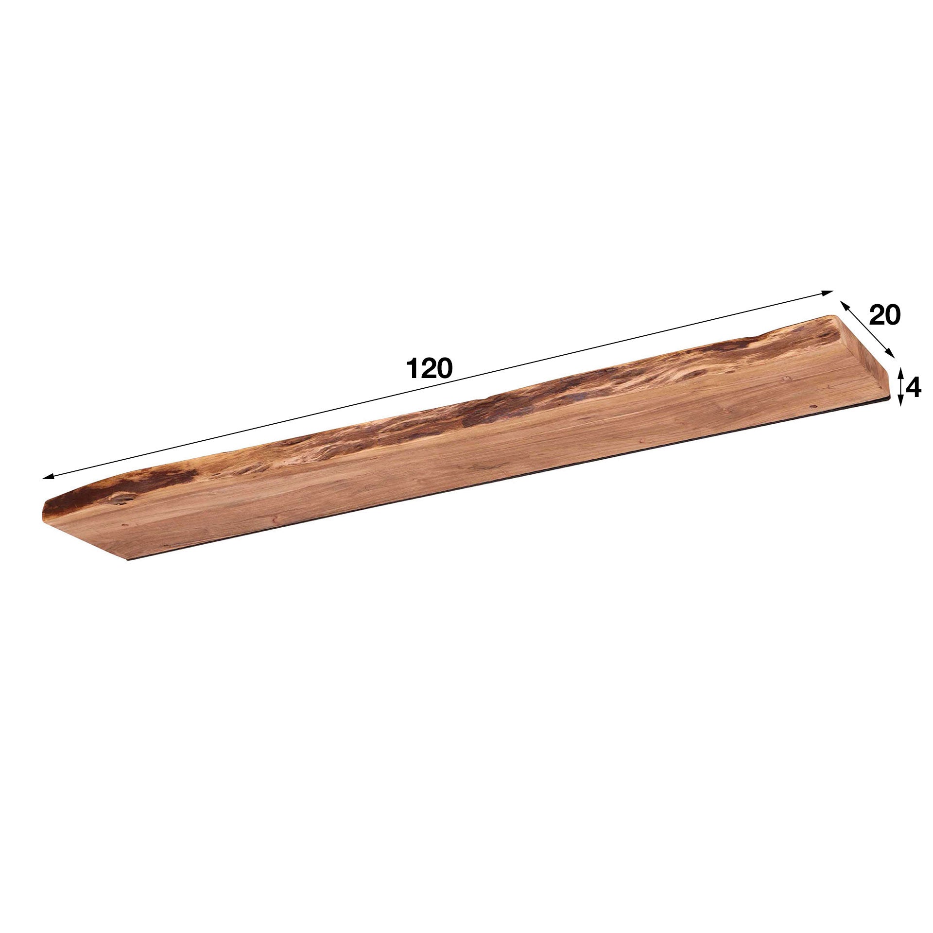 Wall Shelf – Acacia Wood with Tree-Trunk Finish, Industrial Design for the Living Room or Bedroom