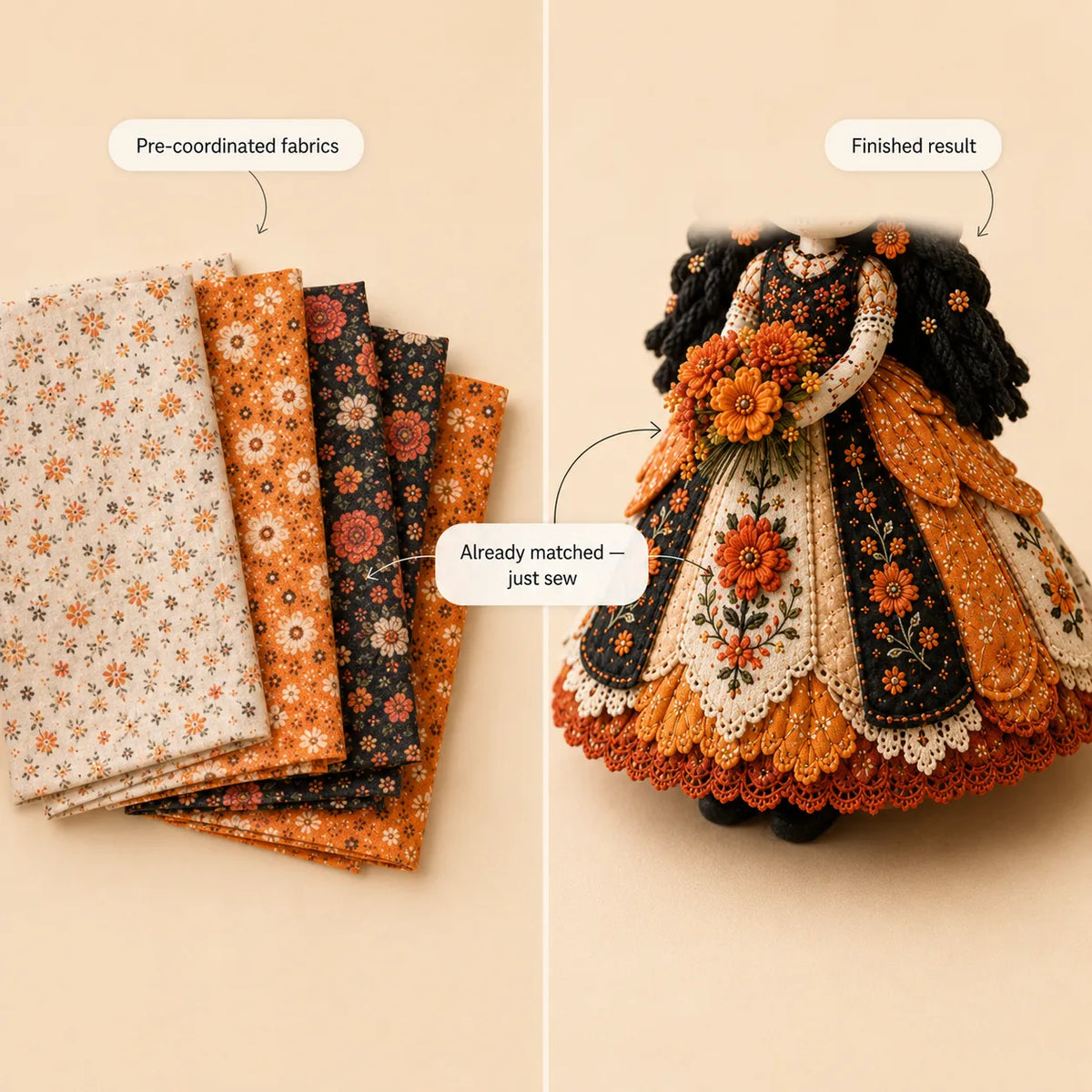 Kit DIY Poupée Patchwork Jour des Morts – Loisir Créatif Couture