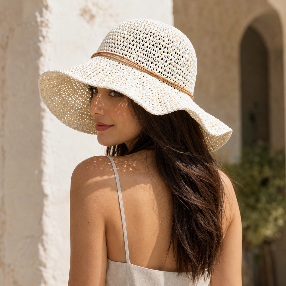 Women's Straw Hat – 100% Straw, Wide Brim with Decorative Cord, Perfect for the Beach or Summer Outings