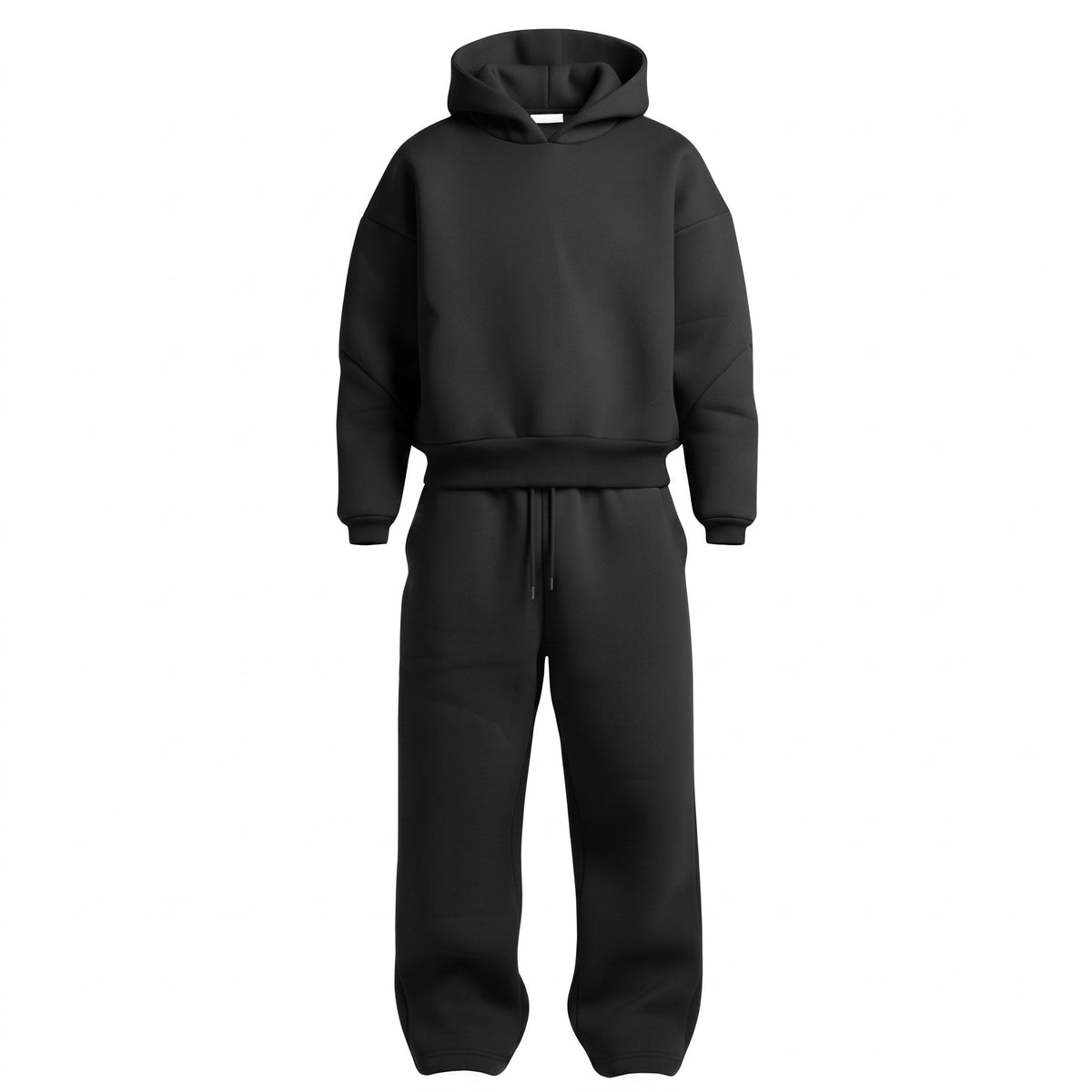 Jack - Men's Oversized Hooded Tracksuit Set with Drawstring Waist - Outfit Sets - Black - Taylor & Bennett
