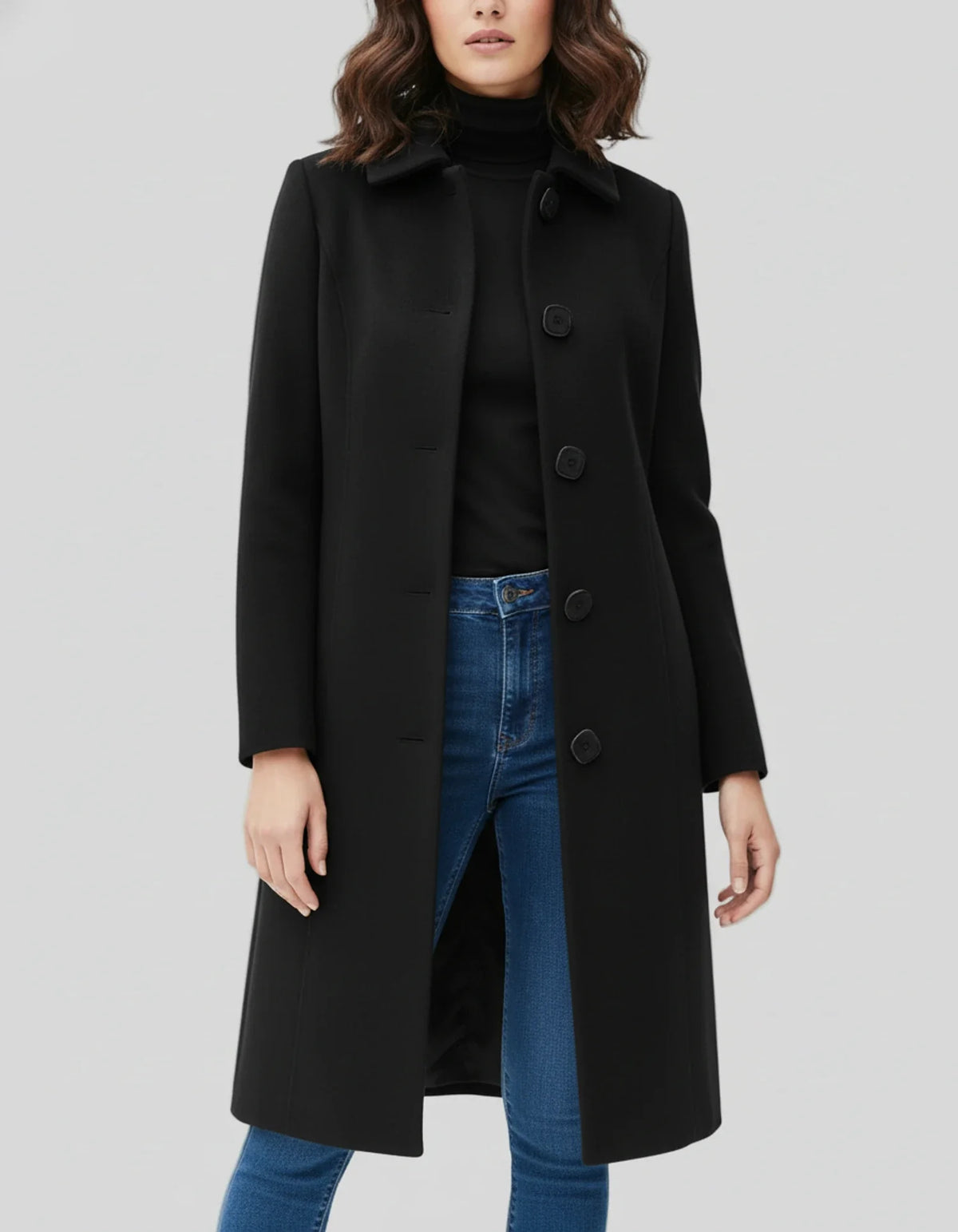 Manteau Trench Femme Croisé Boutonné Hiver Évasé