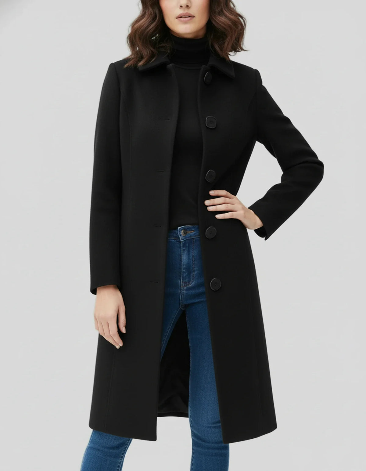 Manteau Trench Femme Croisé Boutonné Hiver Évasé