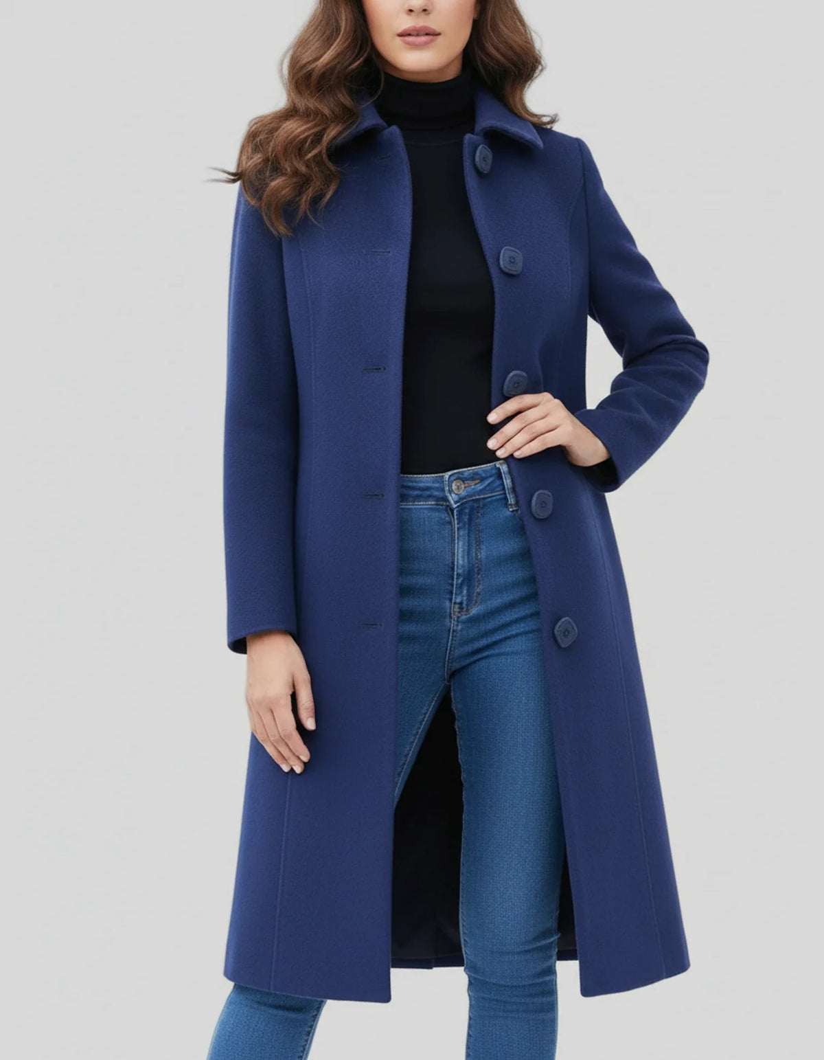 Manteau Trench Femme Croisé Boutonné Hiver Évasé