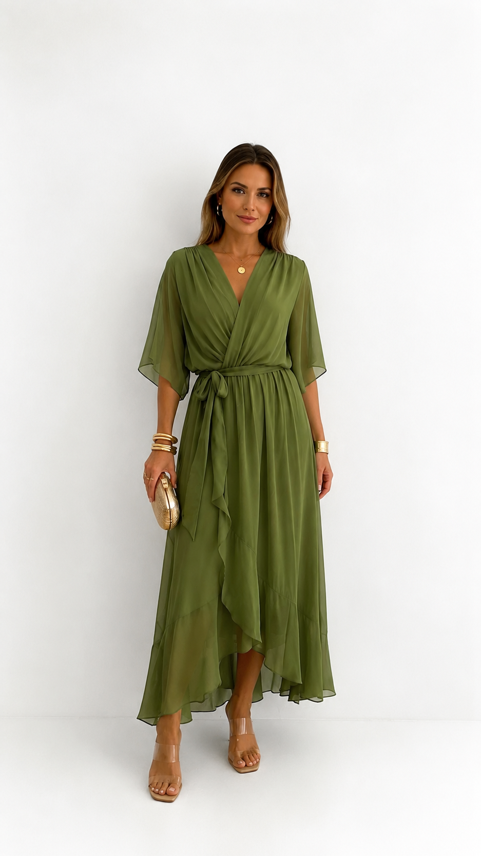 Robe Portefeuille Femme en Mousseline Fluide