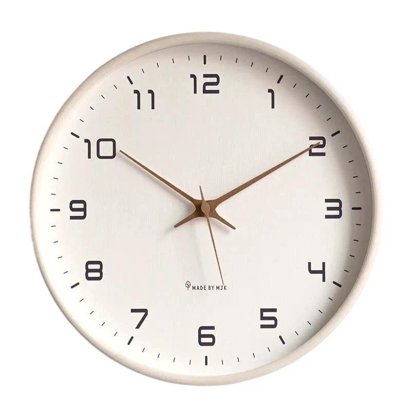 Nordic Wooden Wall Clock, cream face with brown hands; Made by MJK.