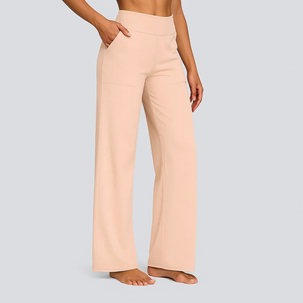 Pantalon Femme Stretch Taille Haute à Coupe Confort et Poches Pratiques