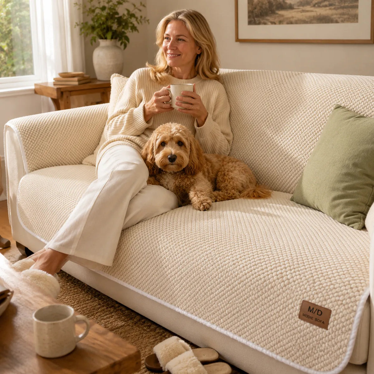 Housse de Canapé Antidérapante pour Animaux - Protection Peluche Douce