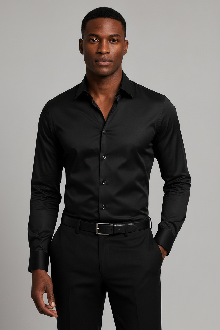 Chemise Homme Coupe Slim Effet Satiné en Tissu Stretch