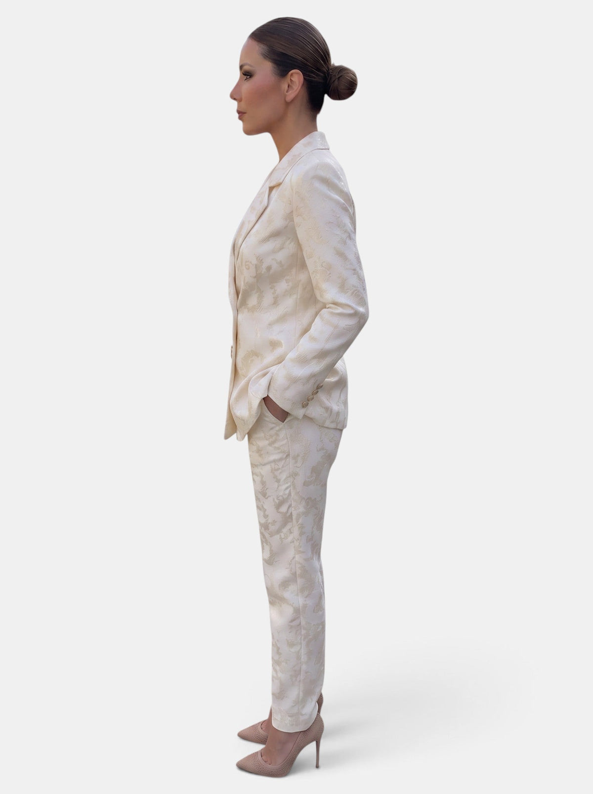 Tailleur Femme Blazer et Pantalon Wide Leg