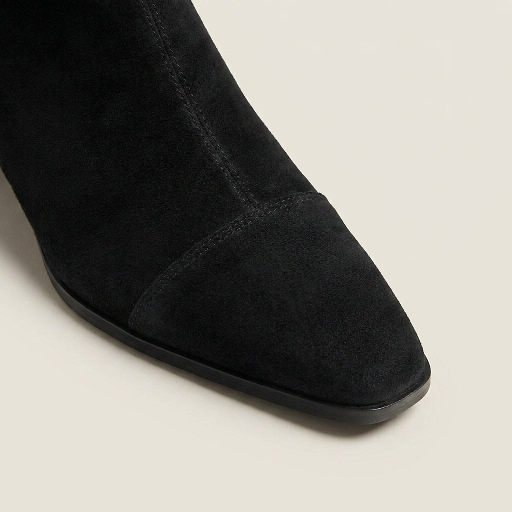 Bottines Femme Effet Daim Tige Ajustée Talon Bas
