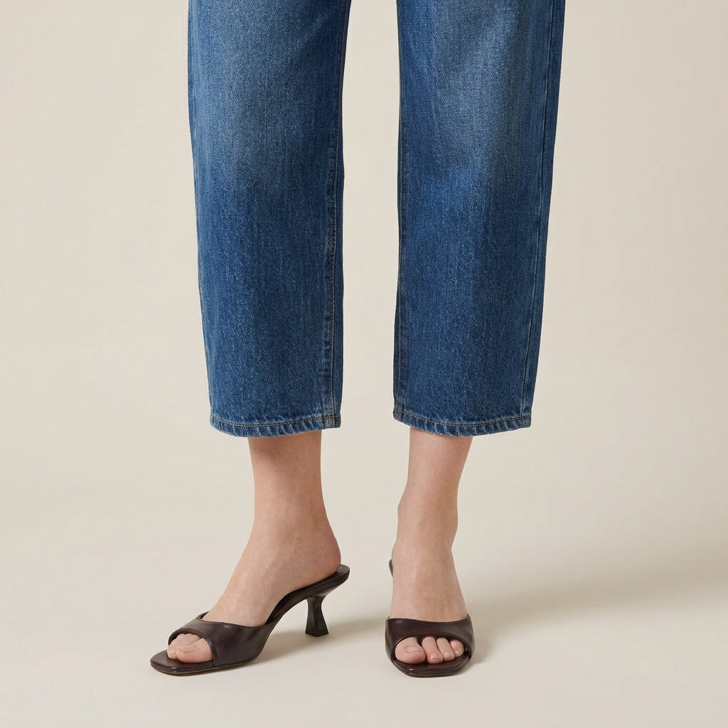 Sandales Mules Femme Effet Cuir Talon Bout Carré