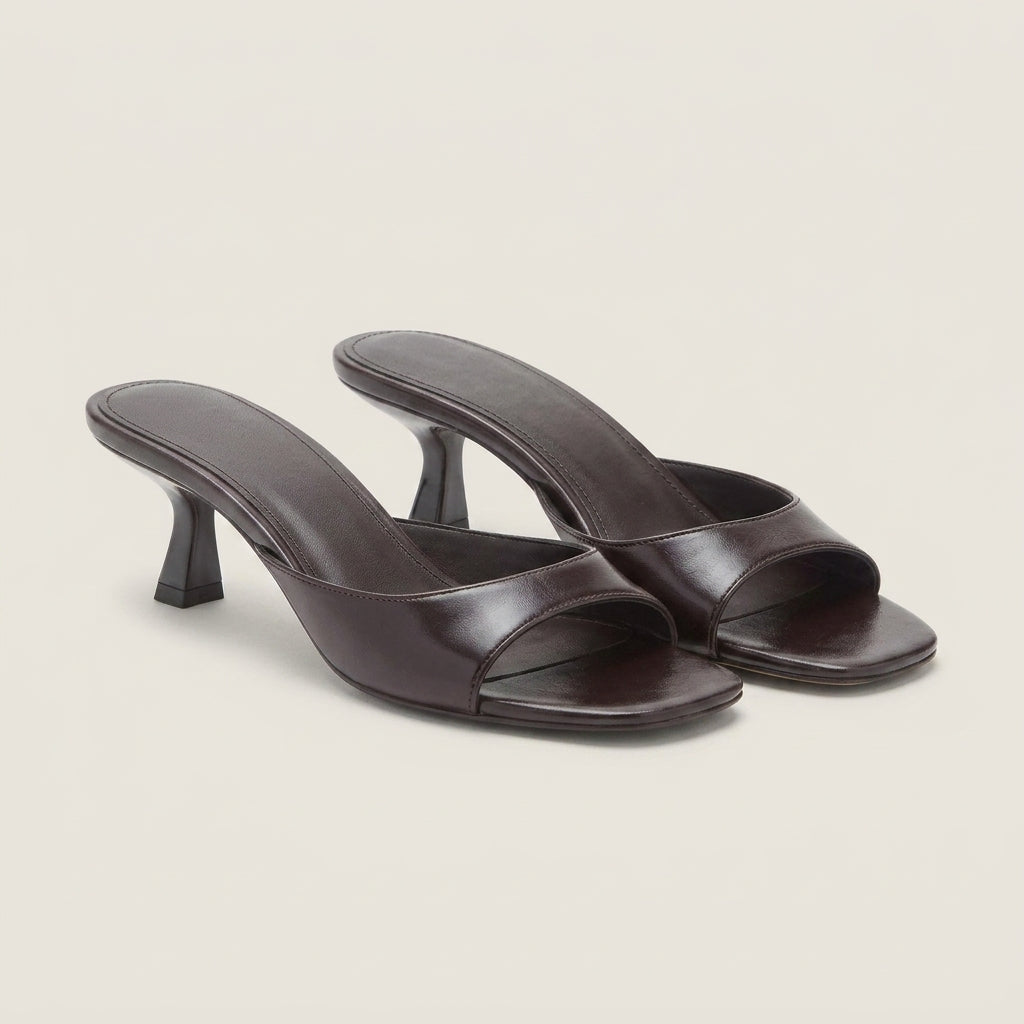 Sandales Mules Femme Effet Cuir Talon Bout Carré