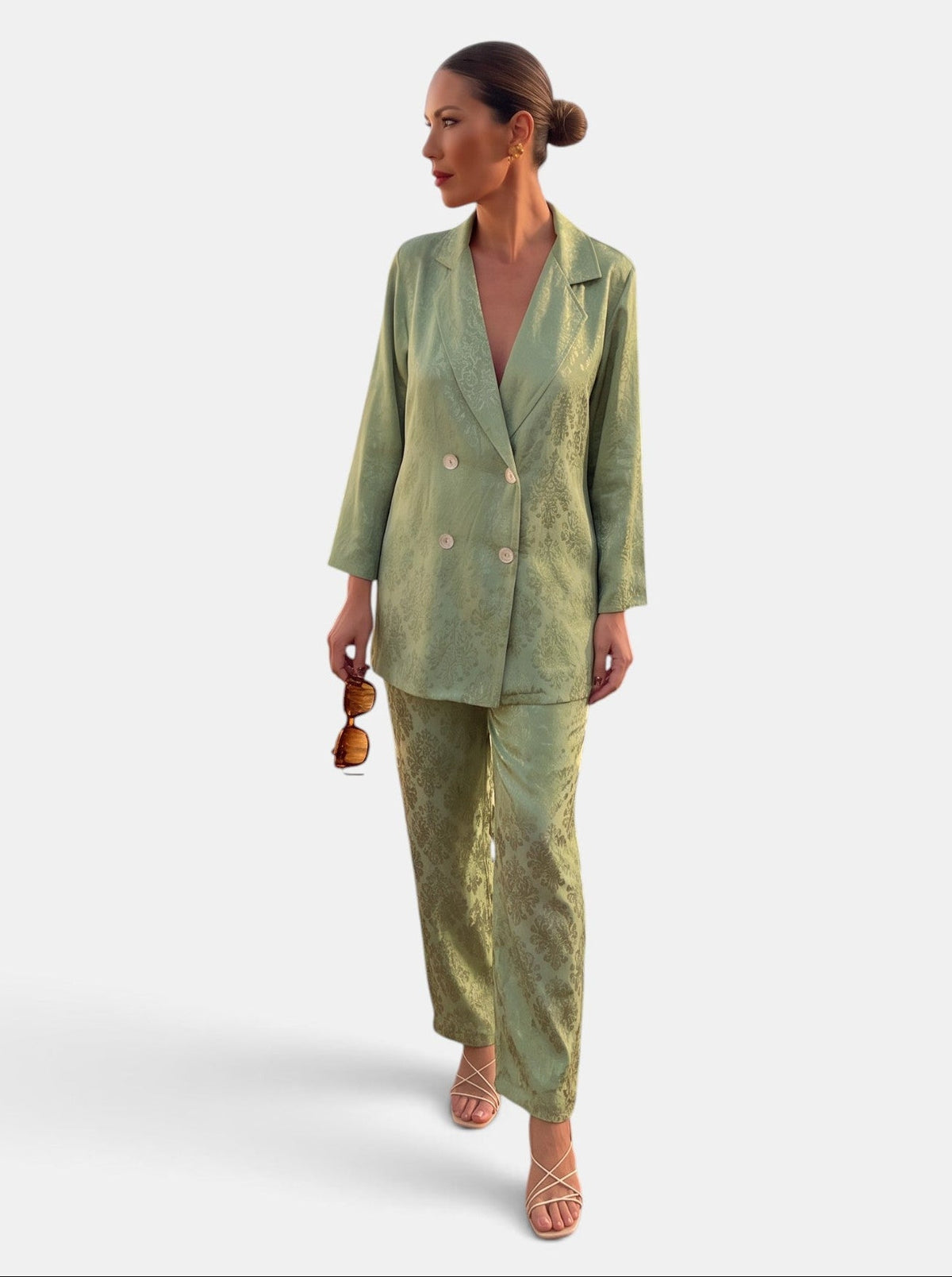 Tailleur Femme Blazer et Pantalon Wide Leg
