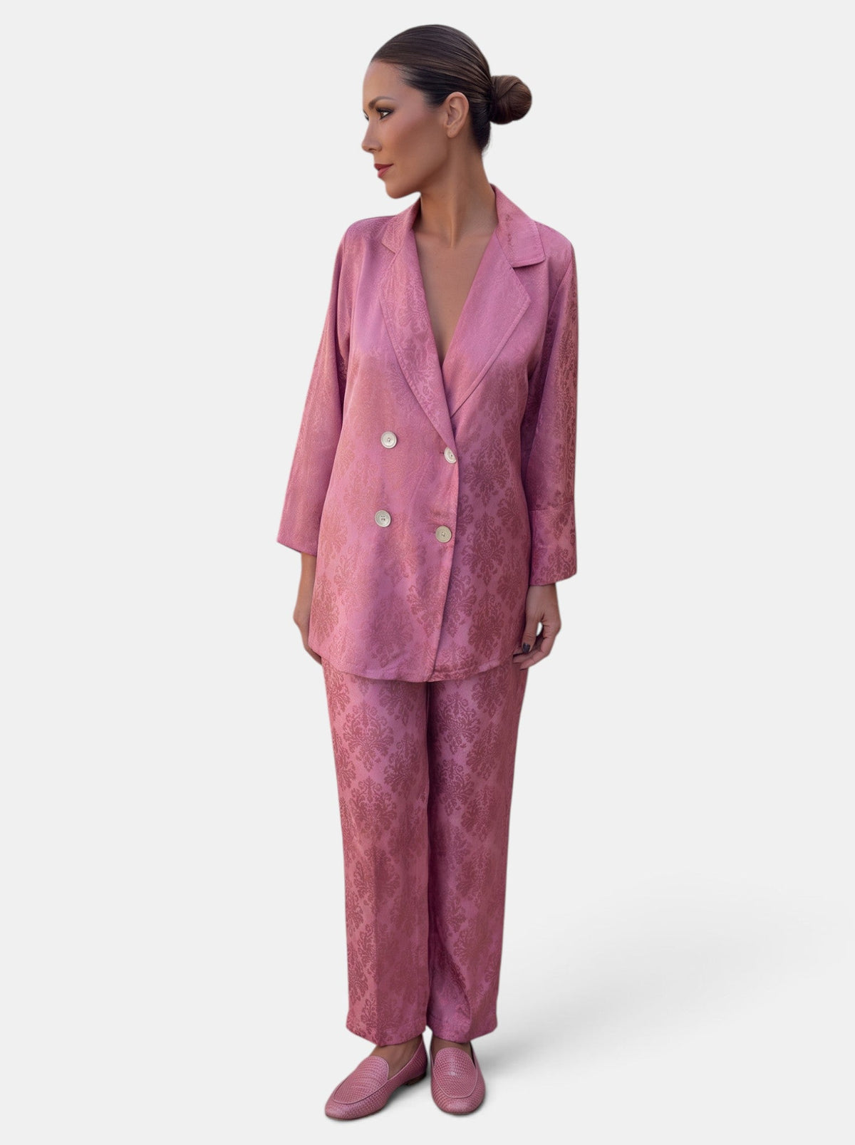Tailleur Femme Blazer et Pantalon Wide Leg