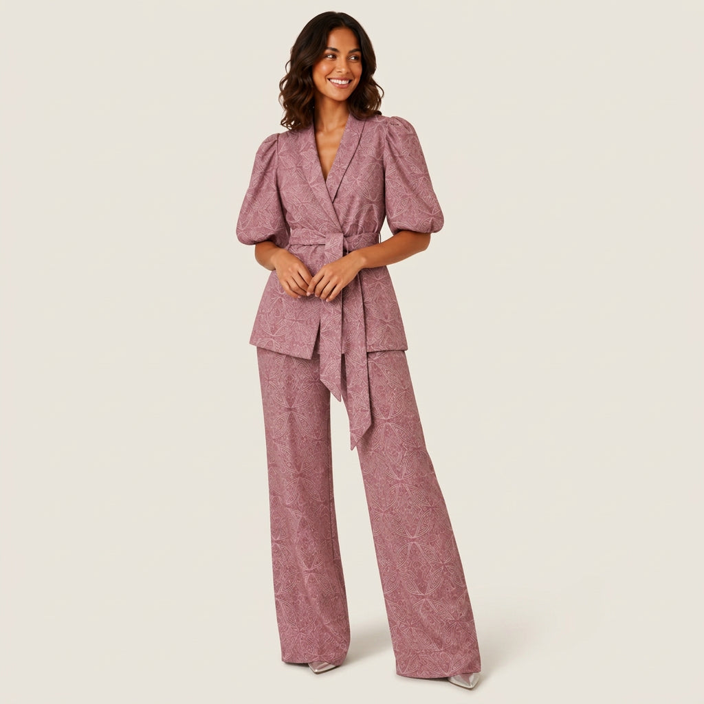 Ensemble Femme Veste Kimono et Pantalon Large Imprimé