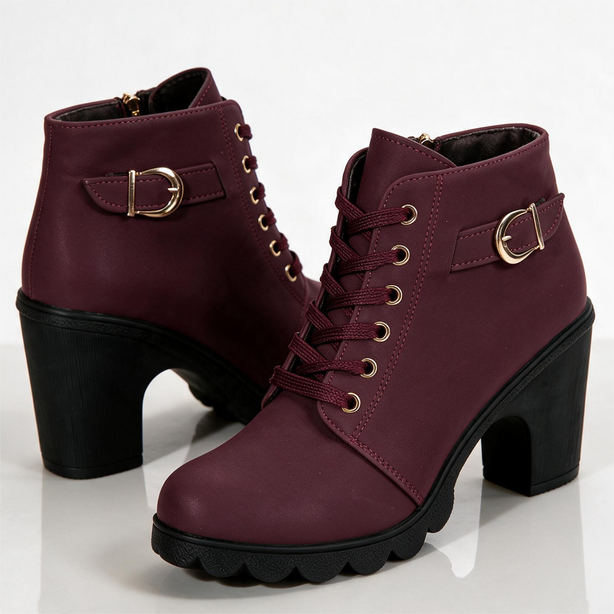 Bottines Femme à Talon Plateforme et Zip Latéral