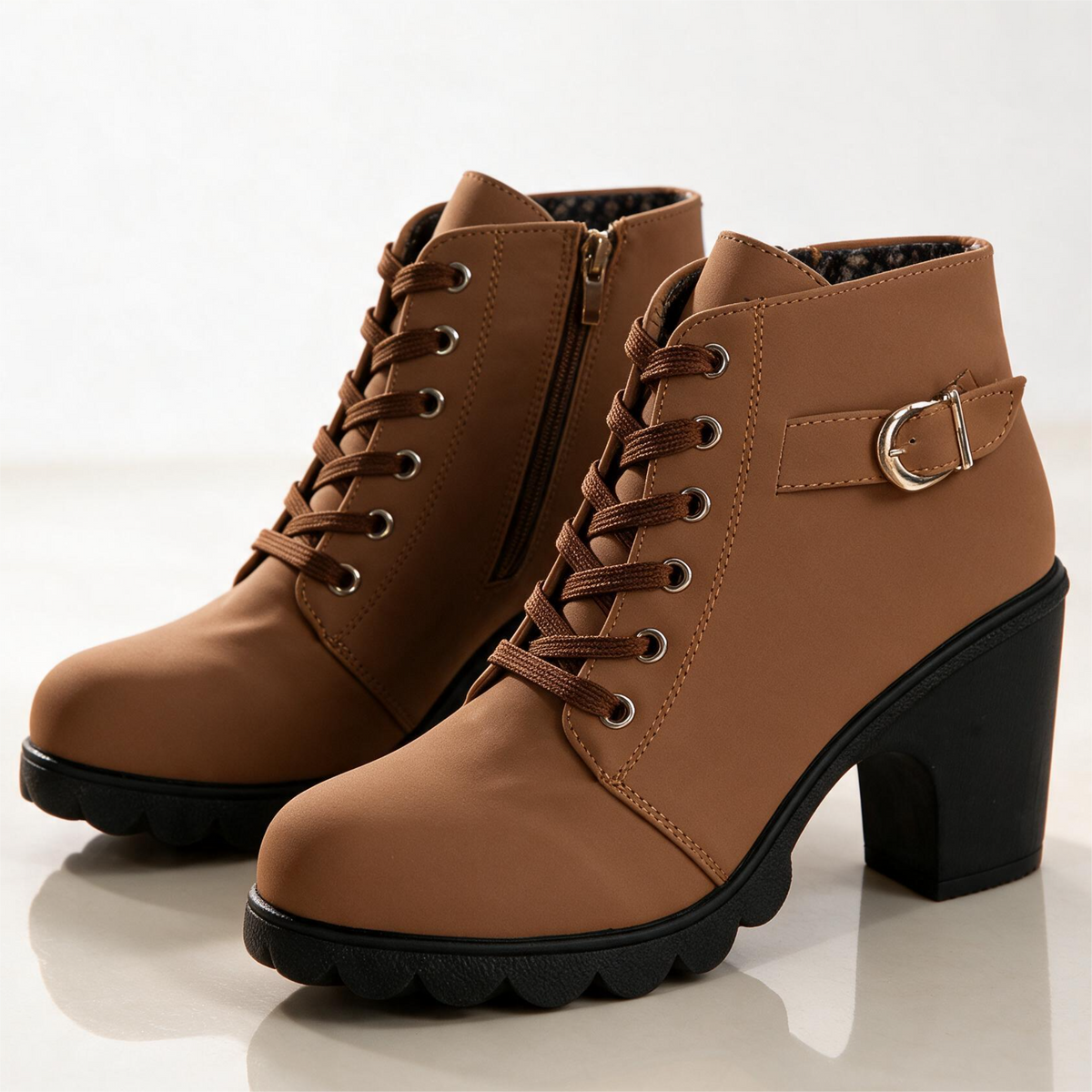 Bottines Femme à Talon Plateforme et Zip Latéral