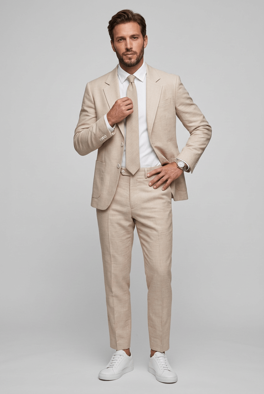 Costume Homme Deux Pièces Coupe Cintrée à Revers Cranté, Tenue Bureau et Cérémonie