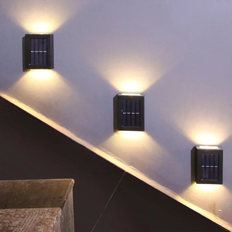 Black Solar Wall Light – Wireless, Modern Design for Garden or Balcony Lighting