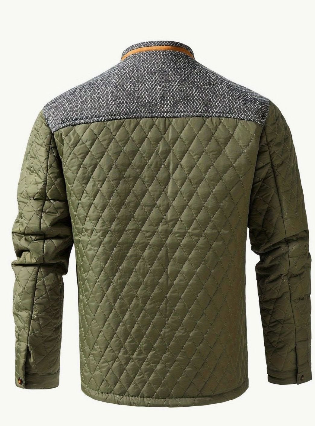 Veste Homme Matelassée Col Montant à Pressions, Doublure Flanelle