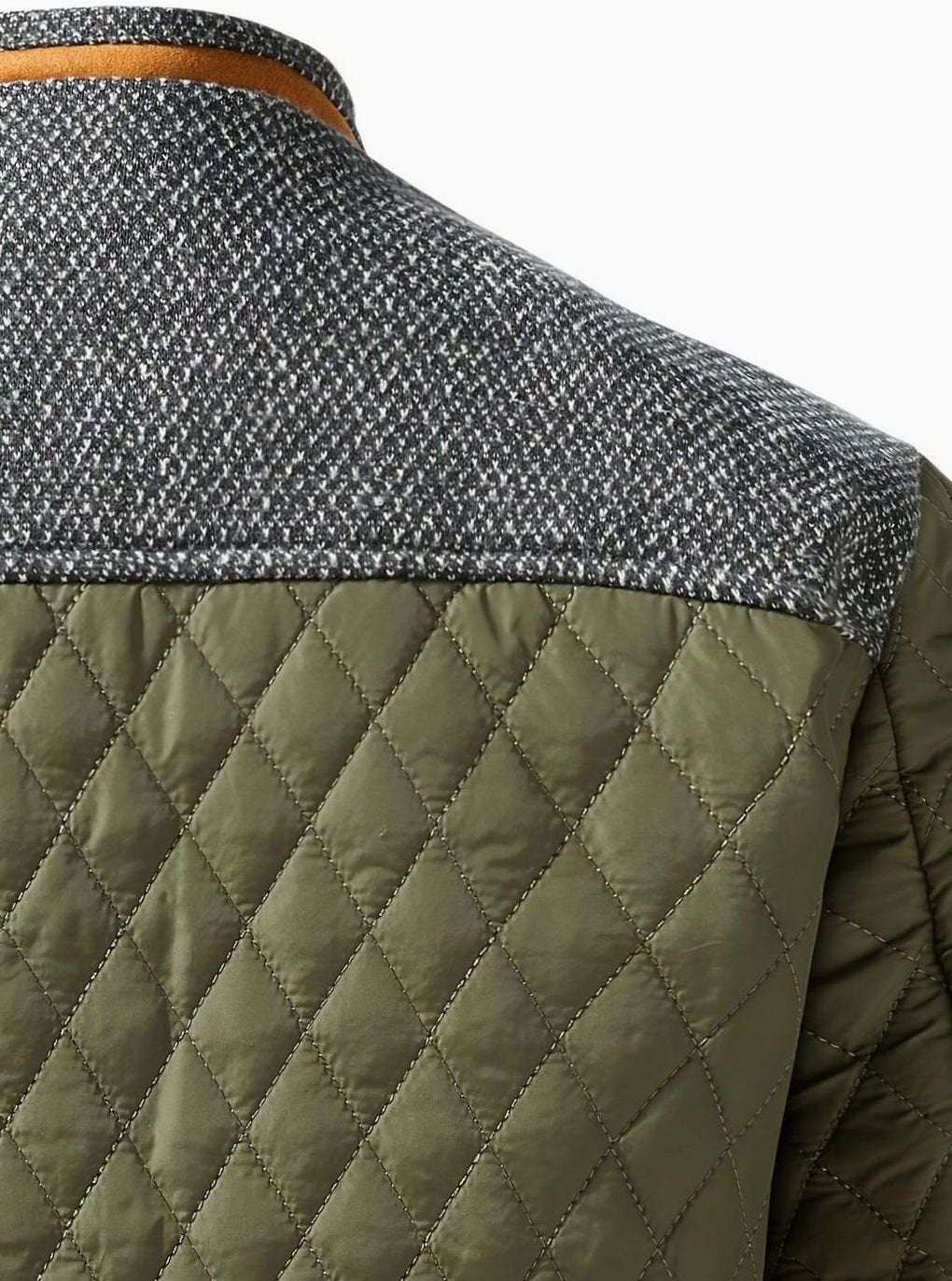 Veste Homme Matelassée Col Montant à Pressions, Doublure Flanelle