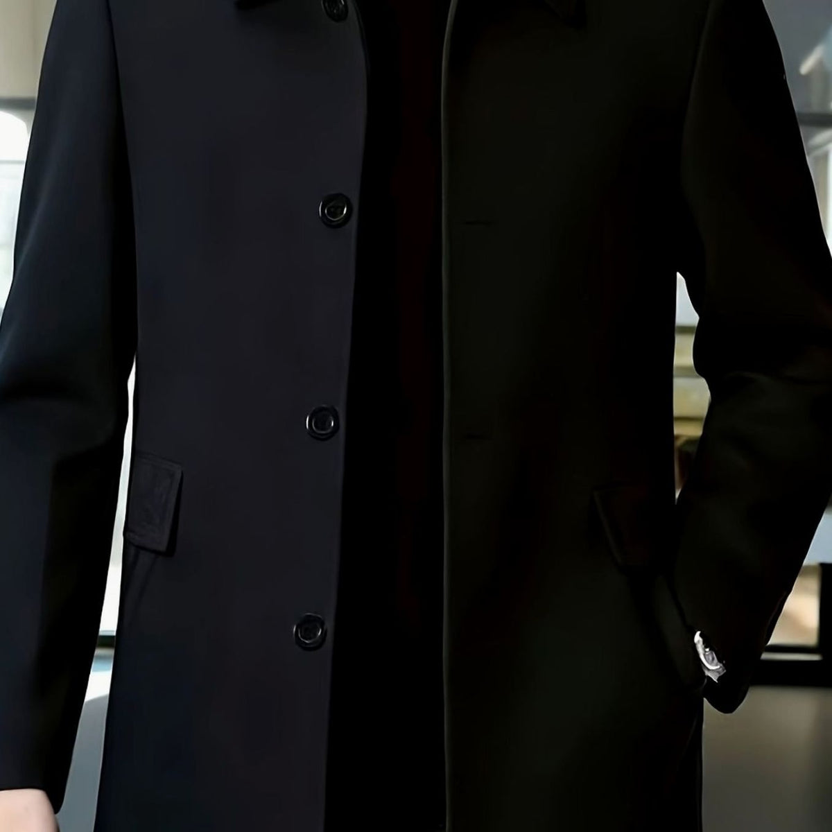 Manteau Homme en Laine Coupe Décontractée Col Classique