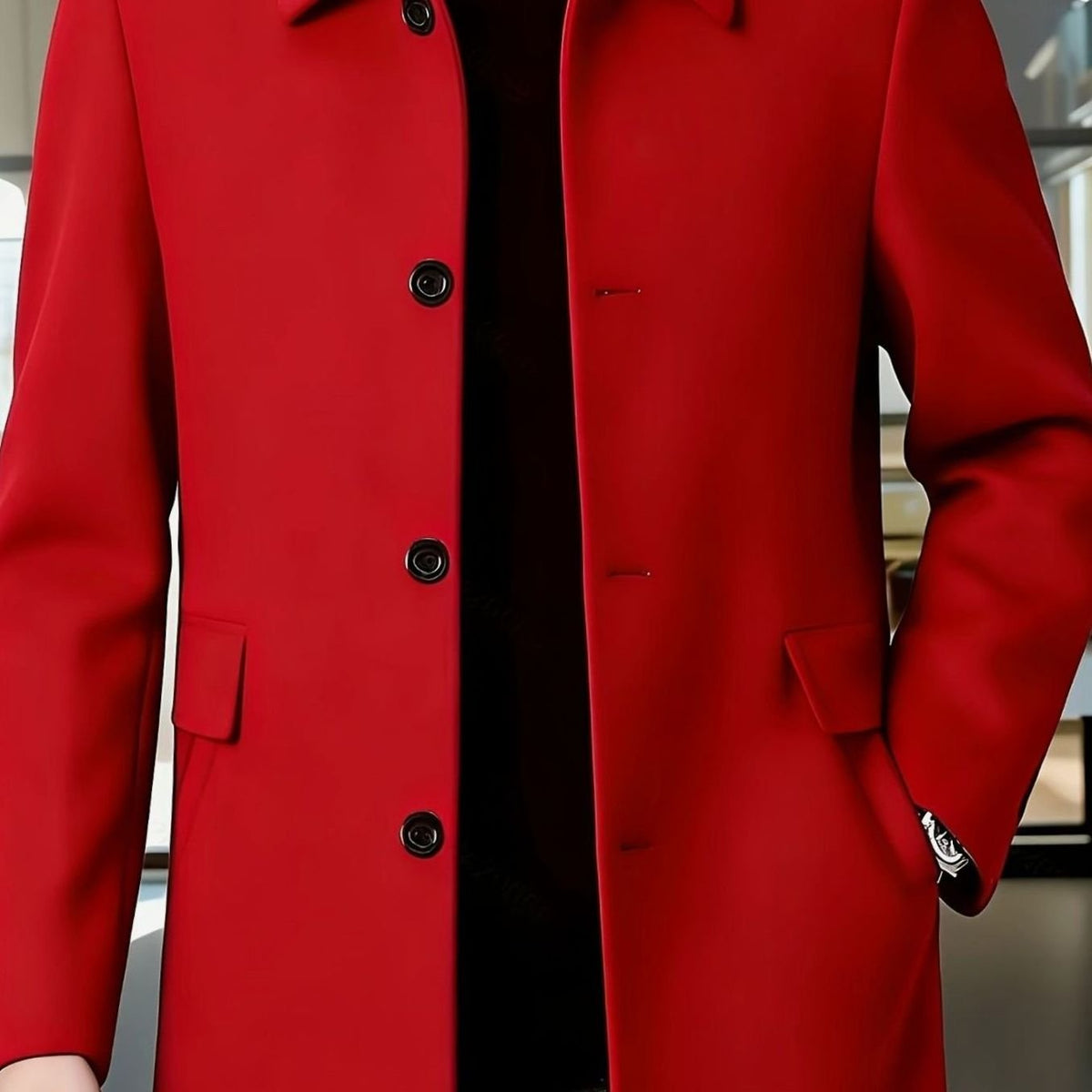 Manteau Homme en Laine Coupe Décontractée Col Classique