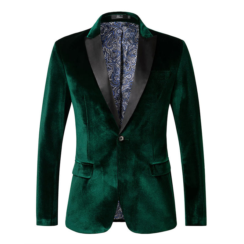 Veste de Smoking Homme en Velours, Col Châle Satiné, Fermeture 1 Bouton