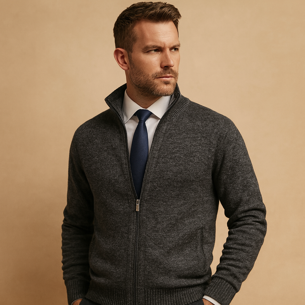 Gilet Zippé Homme Coupe Classique à Fermeture Éclair