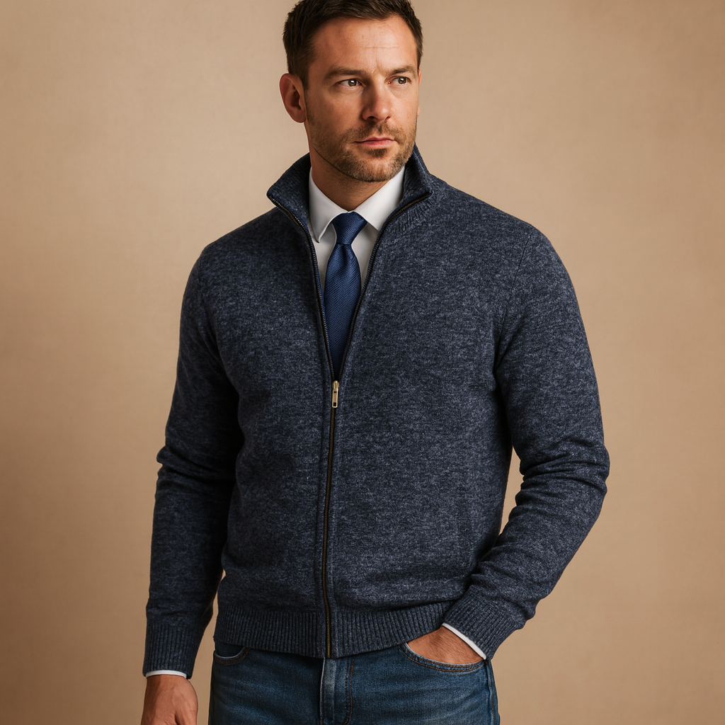 Gilet Zippé Homme Coupe Classique à Fermeture Éclair