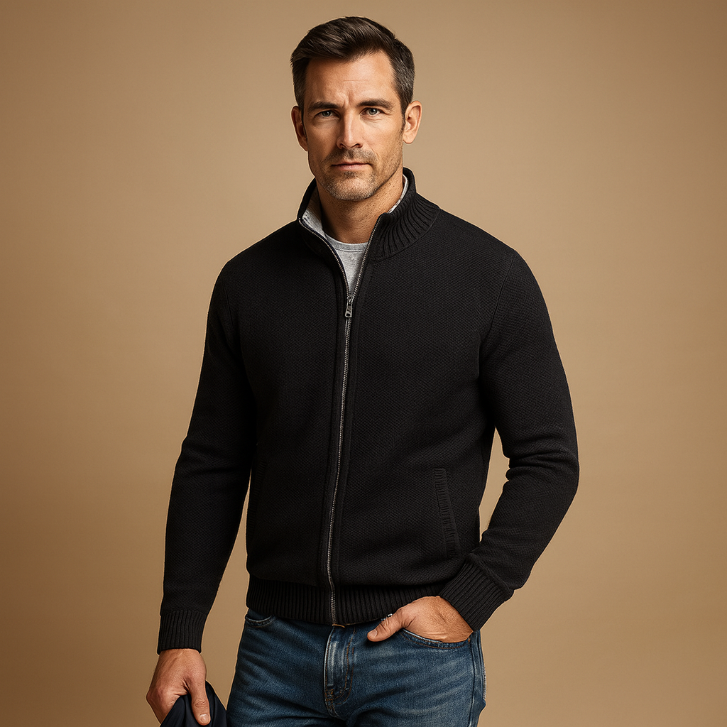 Gilet Zippé Homme Coupe Classique à Fermeture Éclair