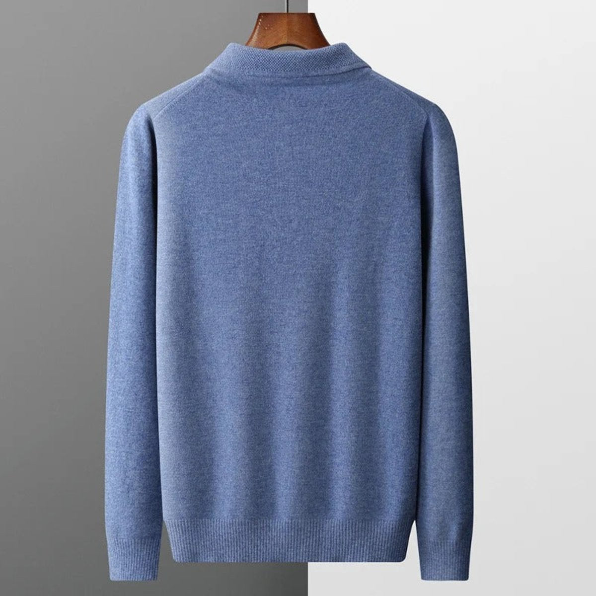 Pull Col Polo Homme en Cachemire, Fermeture Boutonnée et Manches Longues
