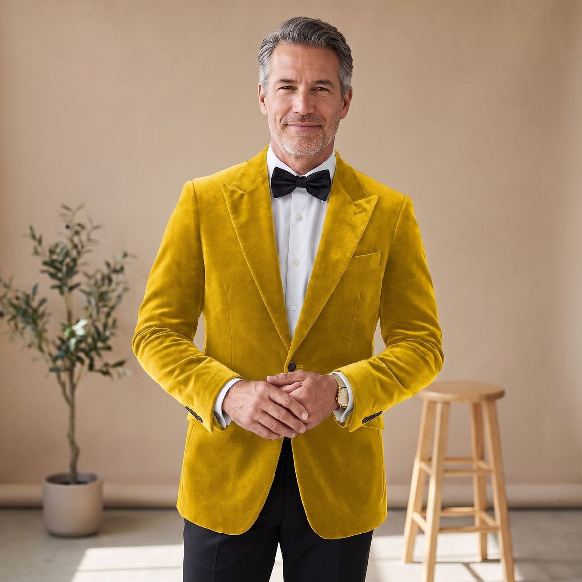 Men's Tailored-Fit Velvet Formal Blazer Jacket