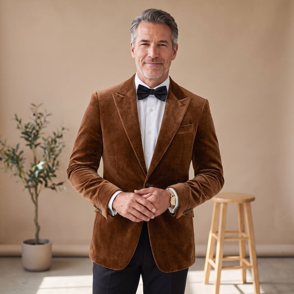 Men's Tailored-Fit Velvet Formal Blazer Jacket