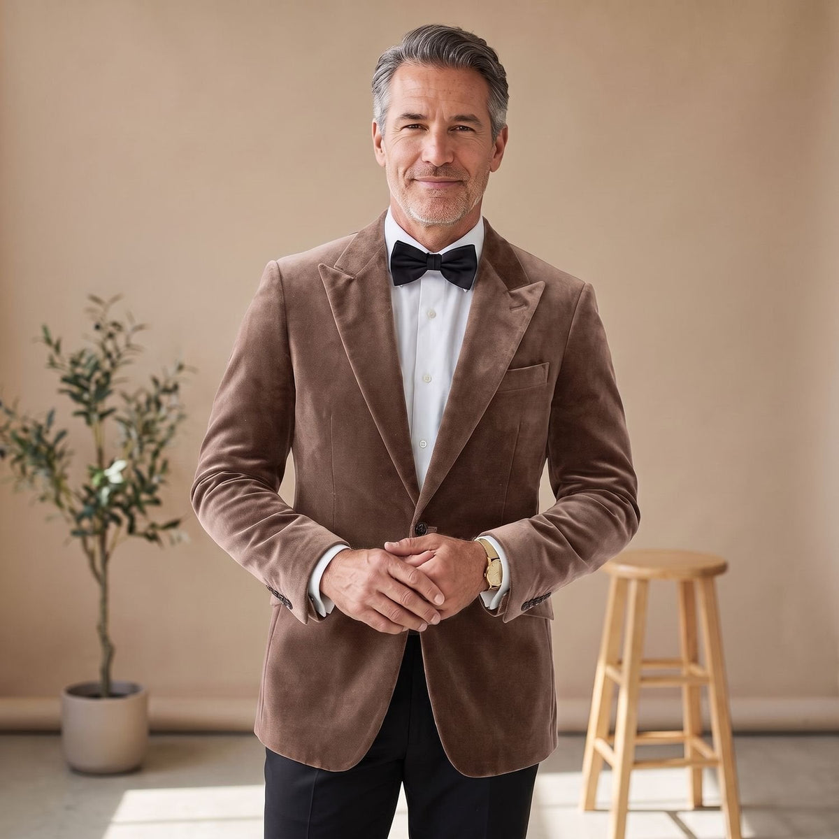 Men's Tailored-Fit Velvet Formal Blazer Jacket
