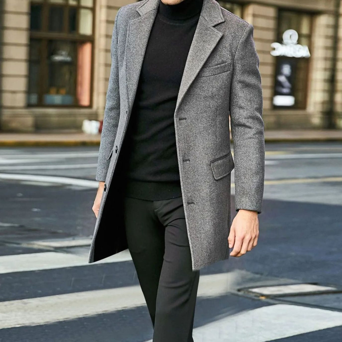 Manteau Long Homme Coupe Tailleur - Manteau d'Hiver Ajusté