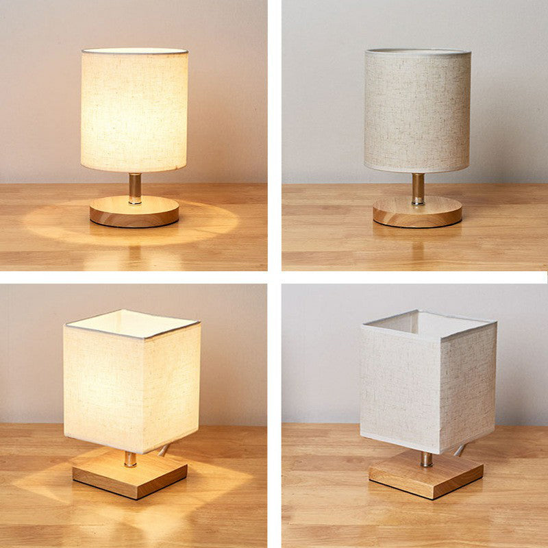Lampe de Table Minimaliste en Lin et Bois