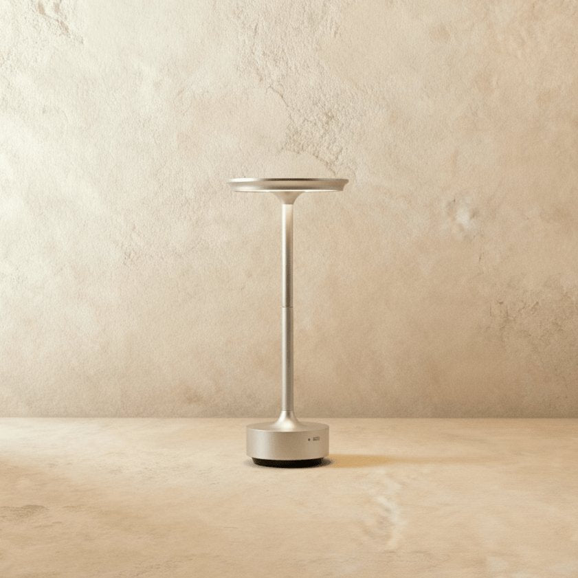 Modern Aluminum Table Lamp Flat Disc Head LED Front