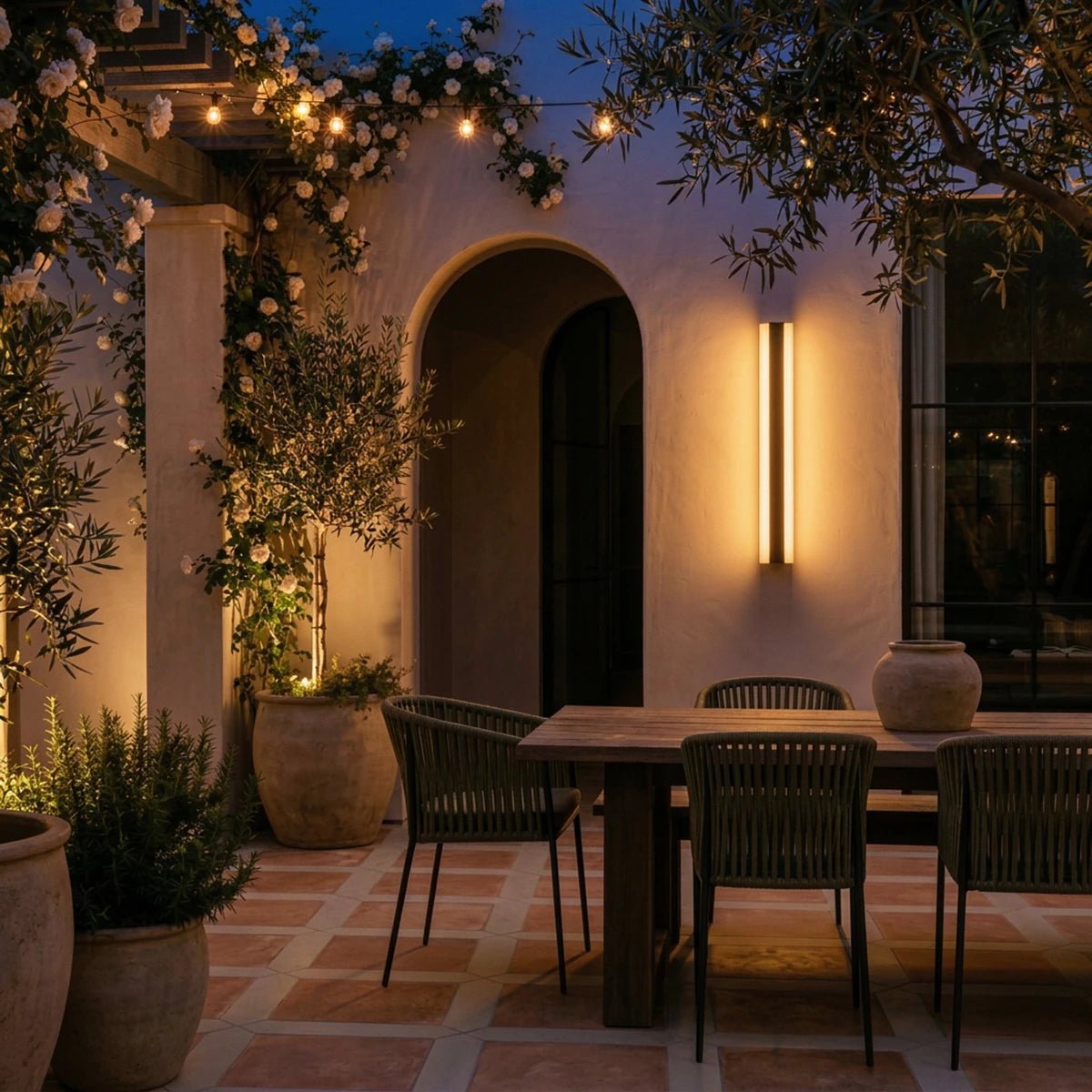 Modern Metal Outdoor Wall Lamp Dual Vertical Panels Alternate