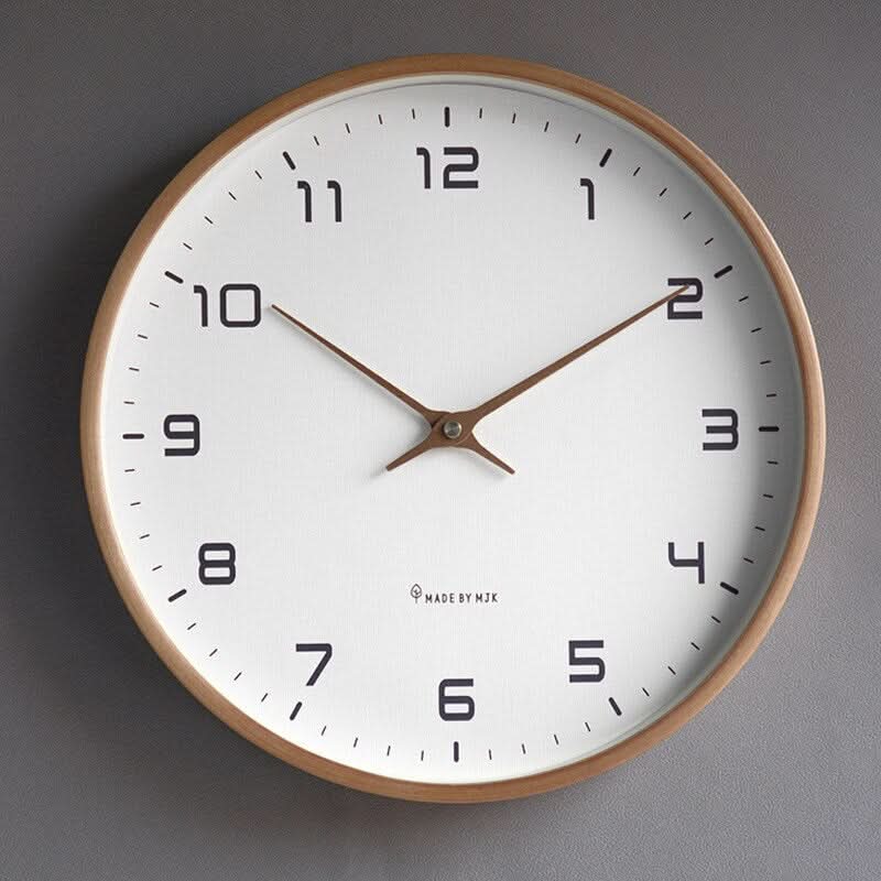 Reloj de pared de madera – Madera natural, diseño escandinavo para el salón o el dormitorio