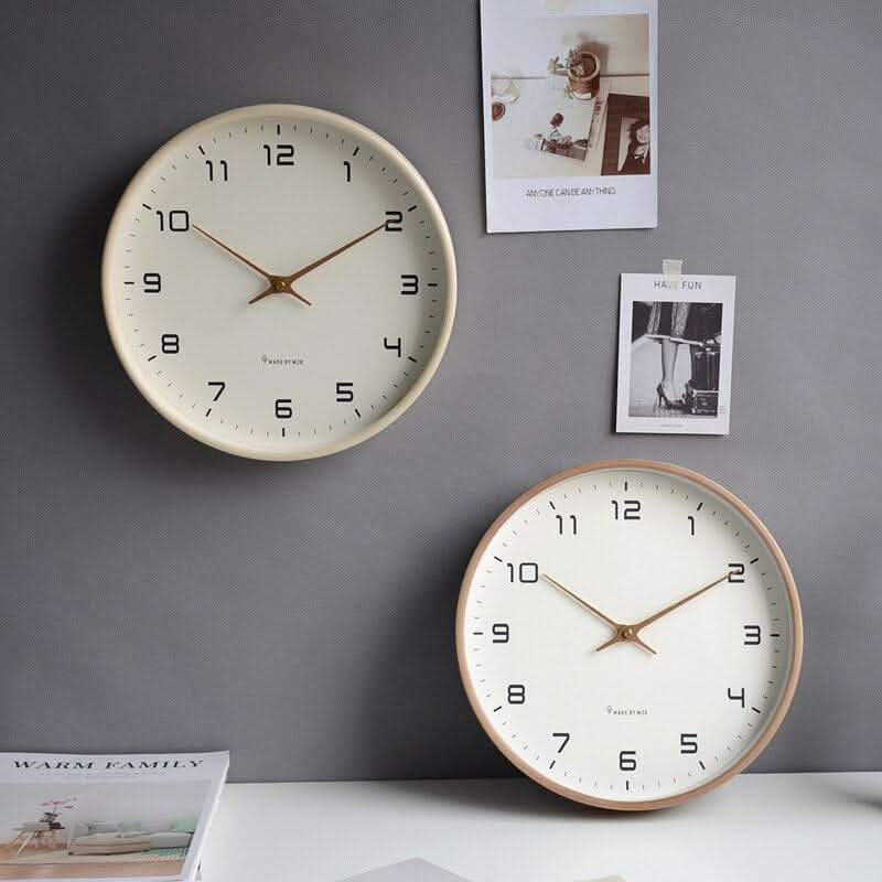 Reloj de pared de madera – Madera natural, diseño escandinavo para el salón o el dormitorio