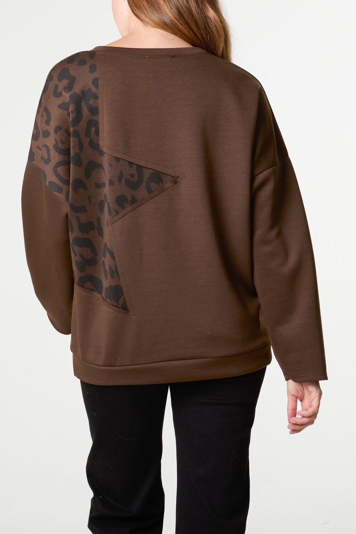Pull Femme Imprimé Léopard Étoile Clouté - Maille Extensible