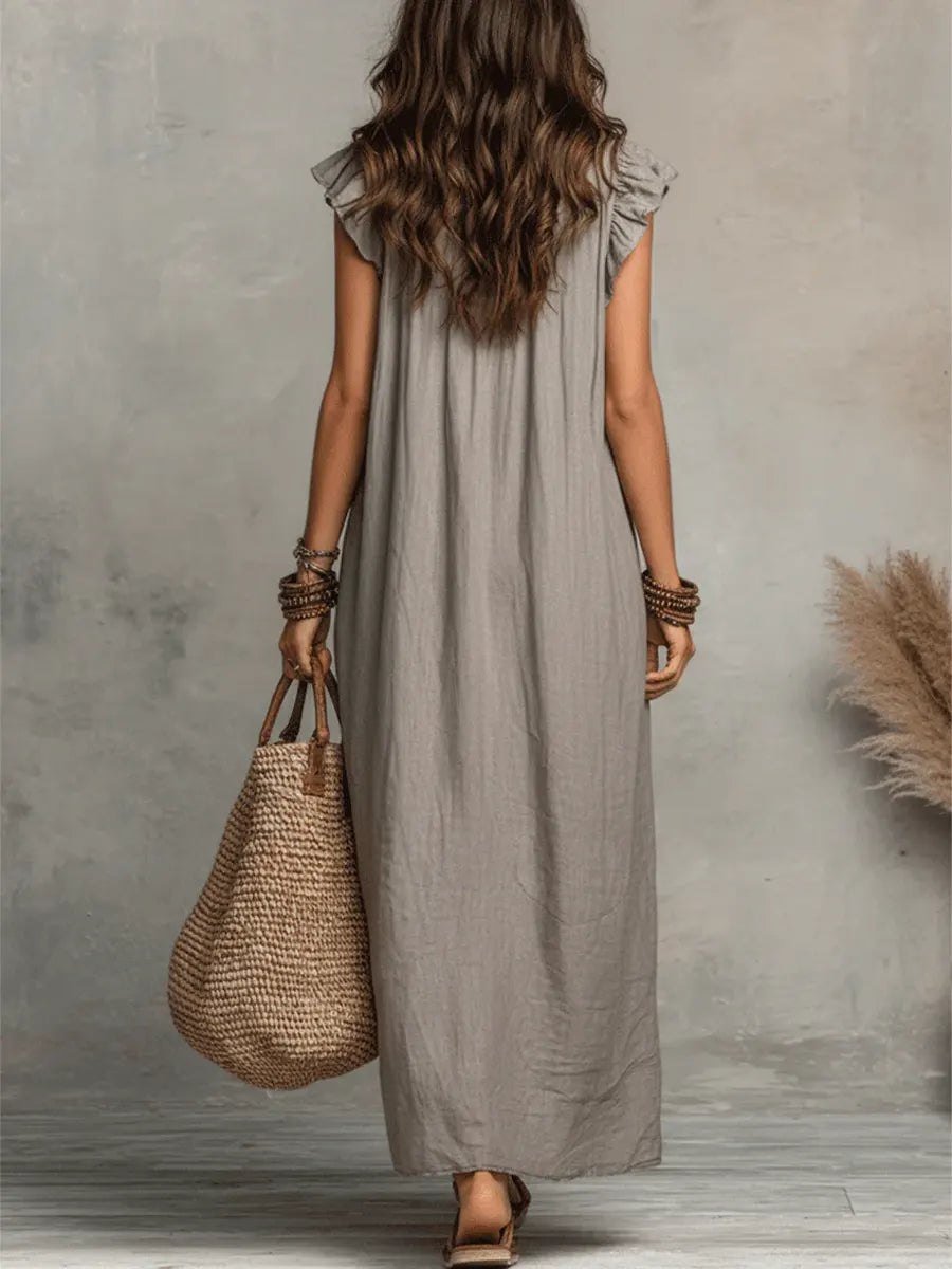 Robe Femme Bohème Longue en Lin et Coton