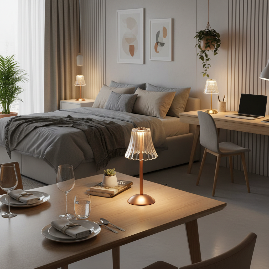 Lampe de table sans fil – Design vintage avec LED rechargeable et commande tactile pour salon ou chambre