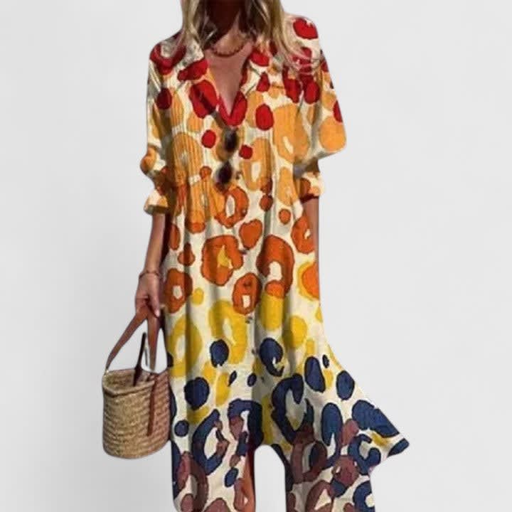 Juliana Boho Print Maxi Shirt Dress_4